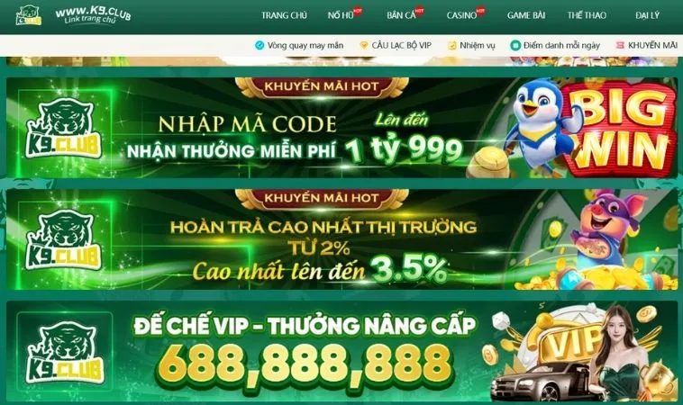 Khuyến Mãi Tại K9CC: Tổng Hợp Ưu Đãi Hấp Dẫn Nhất 2025 1 Vô vàn các chương trình khuyến mãi K9CC hấp dẫn tặng hội viên